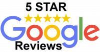 Text graphic showing 5 STAR above five yellow stars and the Google logo, with Reviews written below, indicating a 5-star Google review rating. Text graphic showing 5 STAR above five yellow stars and the Google logo, with Reviews written below, indicating a 5-star Google review rating.